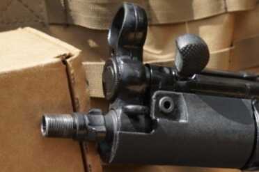 MP-5 Clone from Pakistan - Pakistani Ordnance Factory’s POF-5 The front sight, which is cast, offers a wide field of view that makes target acquisition fast.