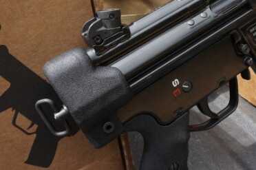 MP-5 Clone from Pakistan - Pakistani Ordnance Factory’s POF-5 The rear cap comews standard on the pistols, though they are easy to remove, which makes adding the brace easy.