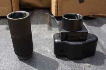 MP-5 Clone from Pakistan - Pakistani Ordnance Factory’s POF-5 The externsions screw into the back of the folding adapter.
