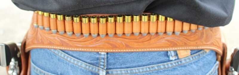 Choosing a Cowboy Action Holster~El Paso Saddlery Hornady .45 Colt tucked into the cartridge loops.