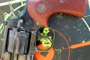 But I can get all six inside the trigger guard. Not that I'm bragging or anything, but I can shoot this gun. 