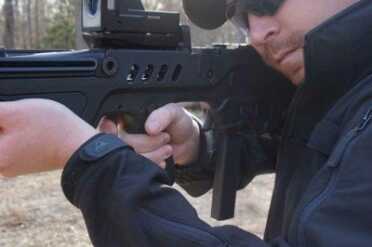 Keep the shooting hand clear of the mag release.