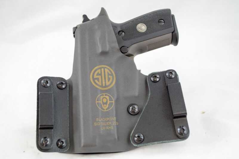 Brand New from Sig--Legion 9mm Pistol--Hands On Review The BlackPoint Tactical holster uses leather wings for comfort and a Kydex shell for durability and security.