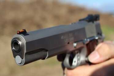 Two New 9mm Springfield Range Officers Note the front fiber optic and the rear target sight.