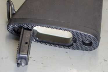 A2 buttstock has door that opens for storage 