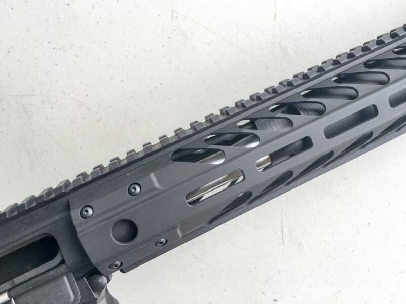 The outer tube of the integral suppressor is welded to the gas block so there are no issues with short barrel rifle restrictions.