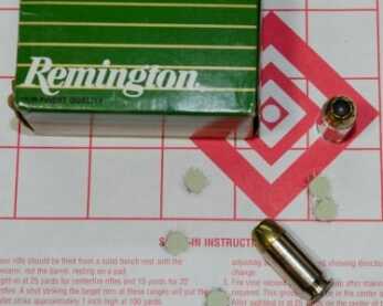 Big-Bore CCW! New Smith & Wesson M&P .45 ACP Shield—Full Review Remington Golden Saber had the best 5-shot group.