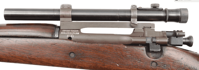 The M73 Telescopic Sight was adjustable for windage and elevation with cylindrical click-stop knobs.