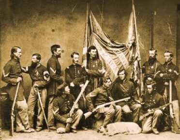 One of the most famous Civil War photographs showing the Henry Rifle was this shot taken by Mathew Brady of the color bearers and color guard from the 7th Illinois Volunteer Infantry. Image courtesy R.L. Wilson, from his book Winchester An American Legend. 