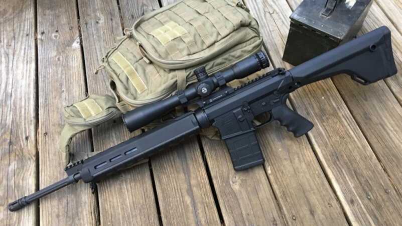 The Windham Weaponry R20FFTM-308 is an AR-10 type design with a fixed, rifle -length stock. 