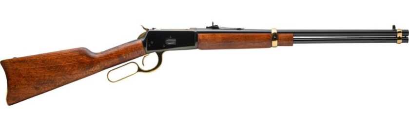 Rossi Lever guns with wood furniture and gold barrel bands 