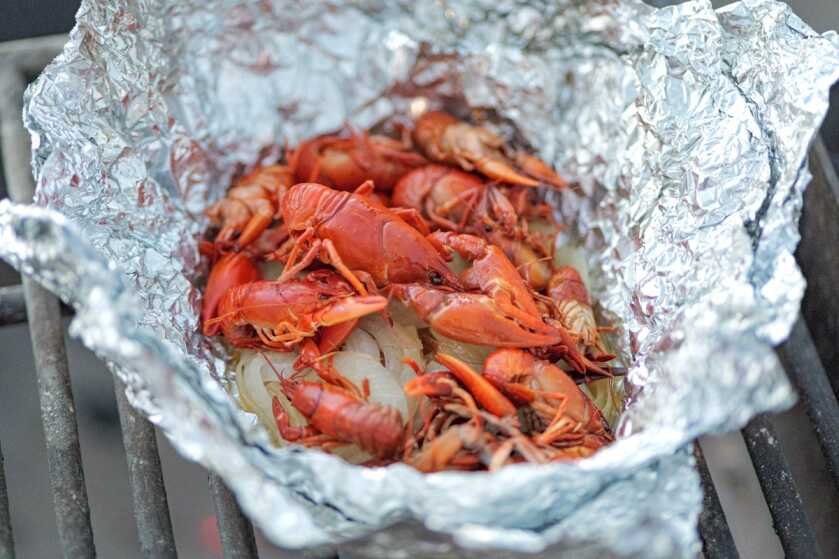 Simple Gourmet: Hobo Dinner with Mountain Lobster Hobo dinner made with crawdads and onions in tinfoil