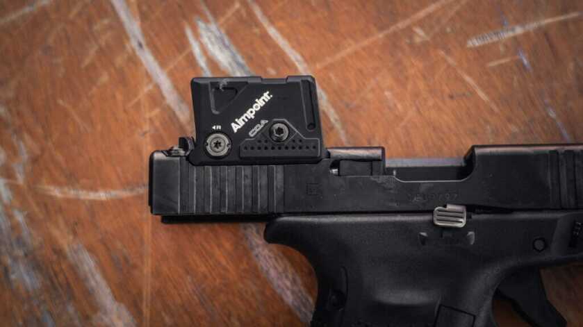 A close up of the COA red dot.