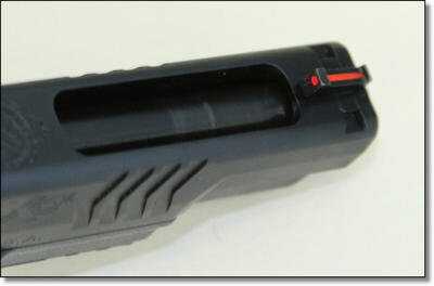 Springfield is able to match the weight of the XD(M) 4.5 with the 5.25 by machining out a slot in the slide. Springfield is able to match the weight of the XD(M) 4.5 with the 5.25 by machining out a slot in the slide. Organizational rules allow this specifically in approved production guns. The fiber optic front sight is also specifically allowed in most competition, even those designated as iron sights.