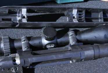 There was lots of blowing sand in the desert at Media Day at the Range as you can see. If you look closely you will see the steel lugs set into the polymer stock on the Ruger American. This metal to metal fit should help with consistency and make the gun much more ammo tolerant than the Model 77, which is known to be finicky about what it likes to shoot.