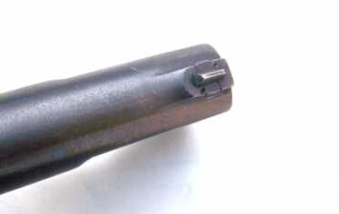    At some time in the past the front sight of this Inglis High Power was adjusted for windage. The sights were spot on for the author.