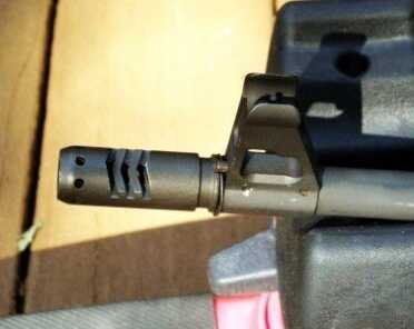 The flash suppressor/muzzle brake is a Century exclusive. It’s held in place by a spring-loaded button on the front of the sight base. I added a stainless steel wave lock washer to hold it more rigidly. That will be replaced with a set of thin washers that will allow tightening the muzzle brake completely.