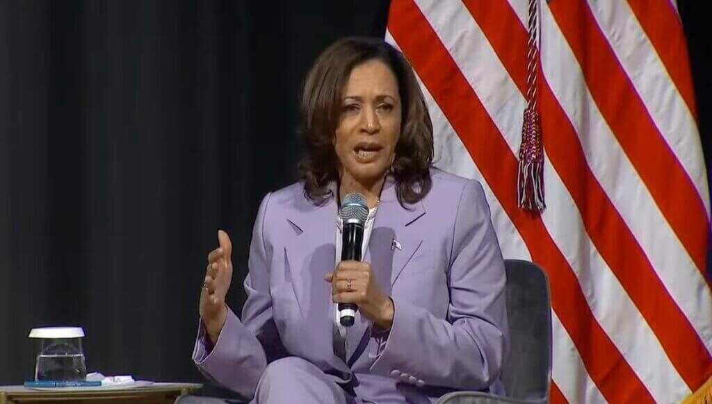 Kamala Harris at a gun violence prevention summit in Atlanta.