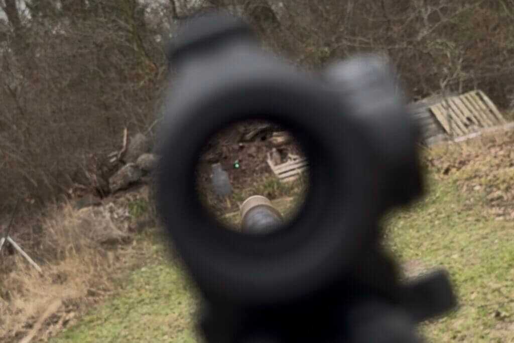 Looking through reticle of Crossfire green dot