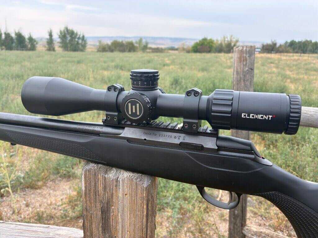 Element Helix Gen 2 6-24x50 FFP riding on a Tikka T1x .22 LR