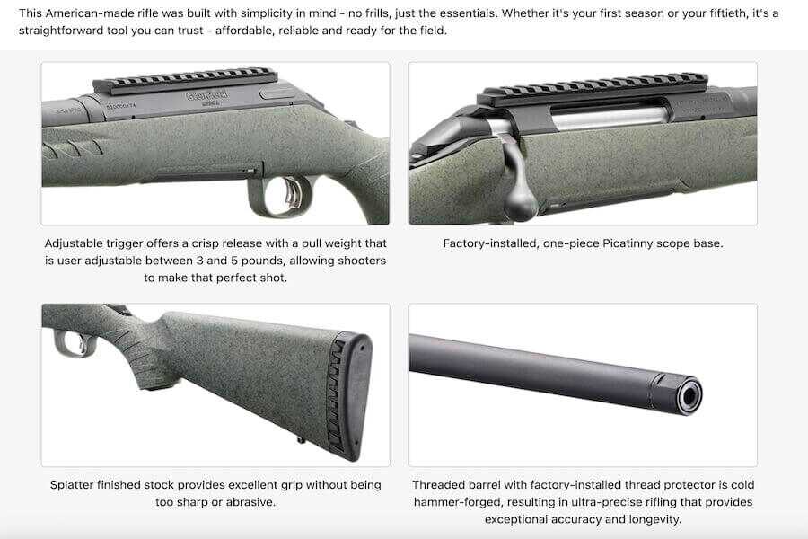 Four close-ups of the new Model A rifle from Glenfield.