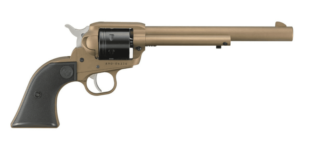The Ruger Wrangler with a burn bronze Cerkote finish and a 7.5-inch barrel.