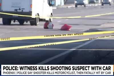 A Phoenix motorist ran full speed into a suspected shooter, killing him.