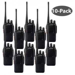 For groups who need to communicate in a survival situation, I strongly suggest the 16 channel BaoFeng BF-888S. They go for $15-$25 each and they work great.  See the article for links. 