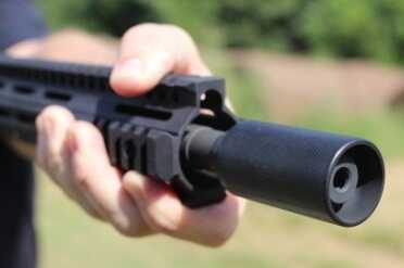 The placement of my thumb on the rail gets in the way of traditional iron sights. For a competition gun, or plinking, that's not such a big deal. A fighting gun's a different story.