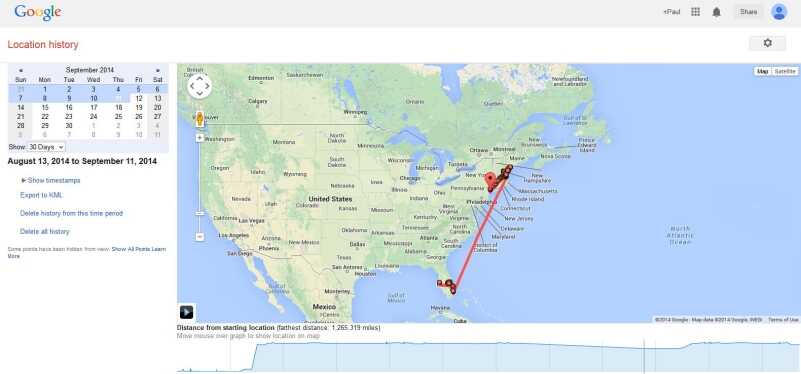 I decided to test the Google Location History feature over the course of a month. It did correctly identify that I spent time in Florida then flew to the North East. 