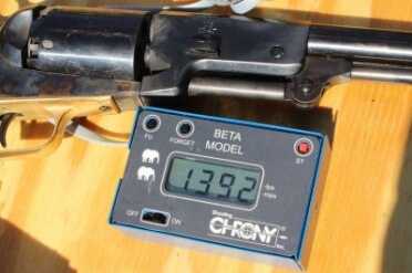 The Original Hand Cannon--no FFL required Black powder (60 grains) speeds hovered around 1,400 FPS.