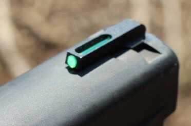 The fiber optic front sight is long, but well shielded.
