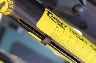 The trigger breaks a bit under 10 lbs.  It is smooth, but a lot of take up and a mushy reset too. 