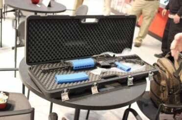 The gun comes in a handy padded case.