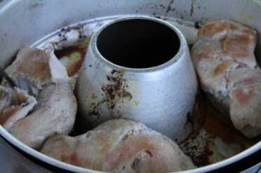 Prepping 101: Rocket Stove Cooking - The Fuel Miser A half hour later, after turning once to see if they were burning, the chicken was done. Overdone actually! And I don't suggest this oven because there was a not good smoked flavor on the outside of the chicken.