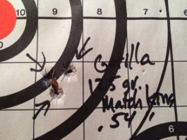 It's hard not to get good accuracy with Sierra Matchking bullets. Even with an unstable rest, this Gorilla 125 grain Matchking did pretty darn good.