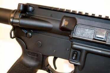 One thing I noticed - with the pistol-length gas system, this gun ejected brass with authority. Check out the "brass stain." 