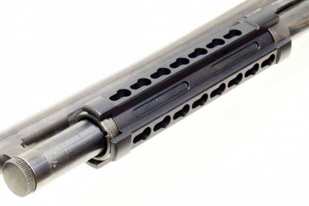 Fitting over the magazine tube, the Mossberg 500 rail adds very little bulk.