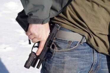 The rear sight can catch on anything hard.