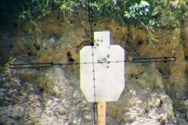 The reticle of the Nightforce on a silhouette at 100 yards.
