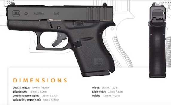 Specs of the G43.  (Photo: Glock)