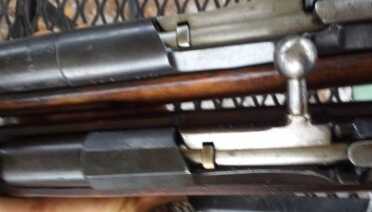 This conversion is the hexagonal receiver. The stock fits both round and hex. 