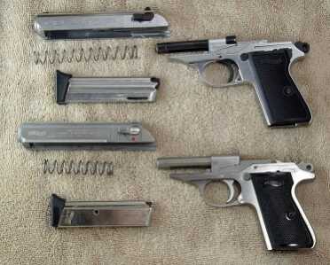 Even field stripped the .22 and .380 are nearly identical.