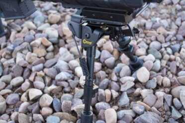 The barrel on the Smith M&P 10 LE is not free-floated, yet applying lots of pressure to the bipod didn't seem to matter.