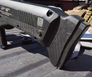 DP-12 Review--A Functional Double Barrel Bullpup The butt of the DP-12.