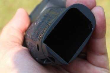 The mag-well is easy to find. Though it doesn't have a huge flared entrance, the hole is wide enough for fast loads.