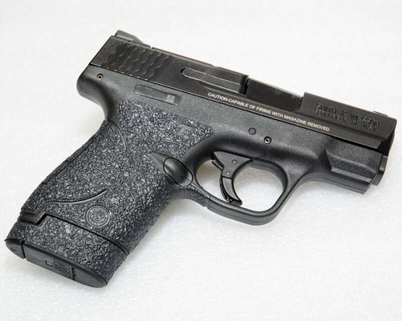 The author puts Talon Grips on almost all his poly-framed guns. The S&W Shield was just fitted with the newest design.