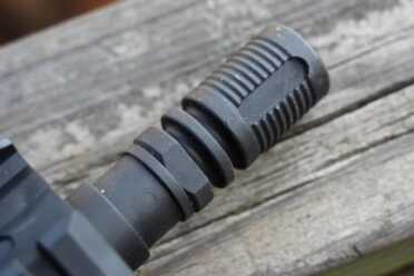 The barrel is protected by a faux brake. 