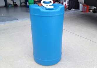 Any HDPE container can store fuels. These 15 gallon cans use bung wrench camps, and you can usually get them for $20 each or so. Full they are under 100 lbs and are very manageable.  