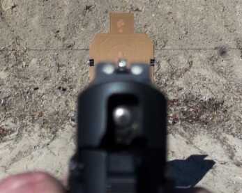 Whether they are SIGLITE night sights (shown) or regular contrast sights, the SIG sight picture is good and the hardware is all steel.